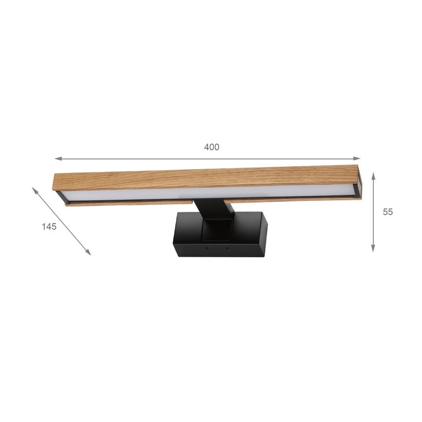 Brilagi - LED kupaonsko osvjetljenje za ogledalo 3u1 WOODY MIRROR LED/8W/230V IP44 crna/hrast