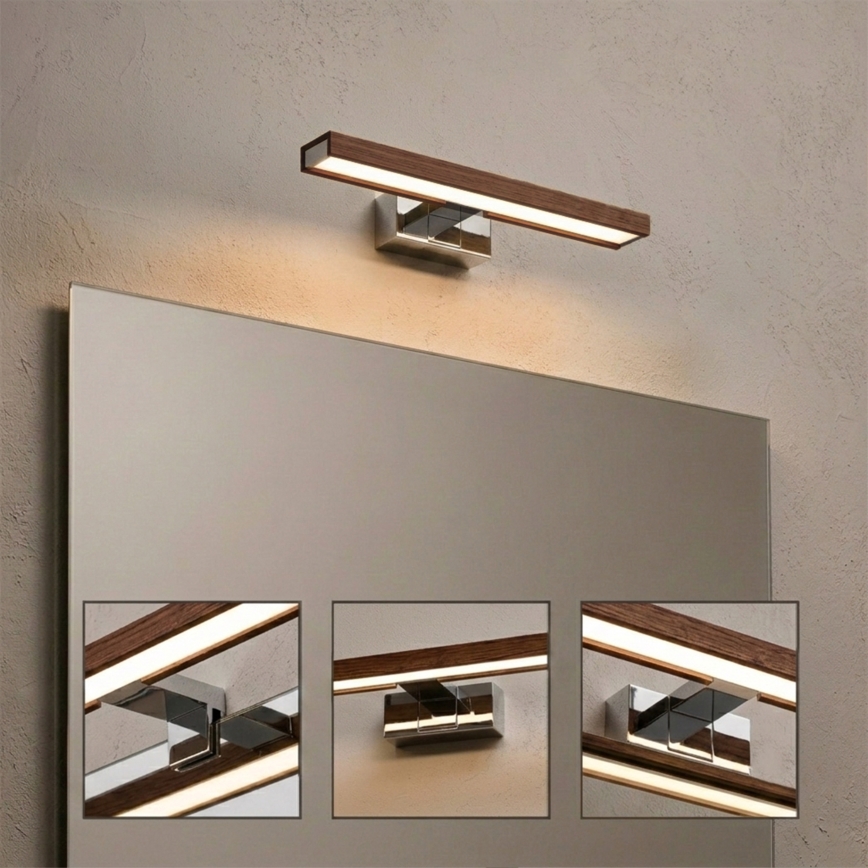 Brilagi - LED kupaonsko osvjetljenje za ogledalo 3 u 1 WOODY MIRROR LED/8W/230V 40 cm IP44 sjajni krom/hrast-trešnja