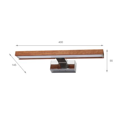 Brilagi - LED kupaonsko osvjetljenje za ogledalo 3 u 1 WOODY MIRROR LED/8W/230V 40 cm IP44 sjajni krom/hrast-trešnja