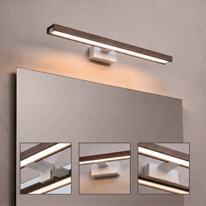 Brilagi - LED kupaonsko osvjetljenje za ogledalo 3u1 WOODY MIRROR 3u1 LED/12W/230V 60 cm IP44 bijela/hrast/orah