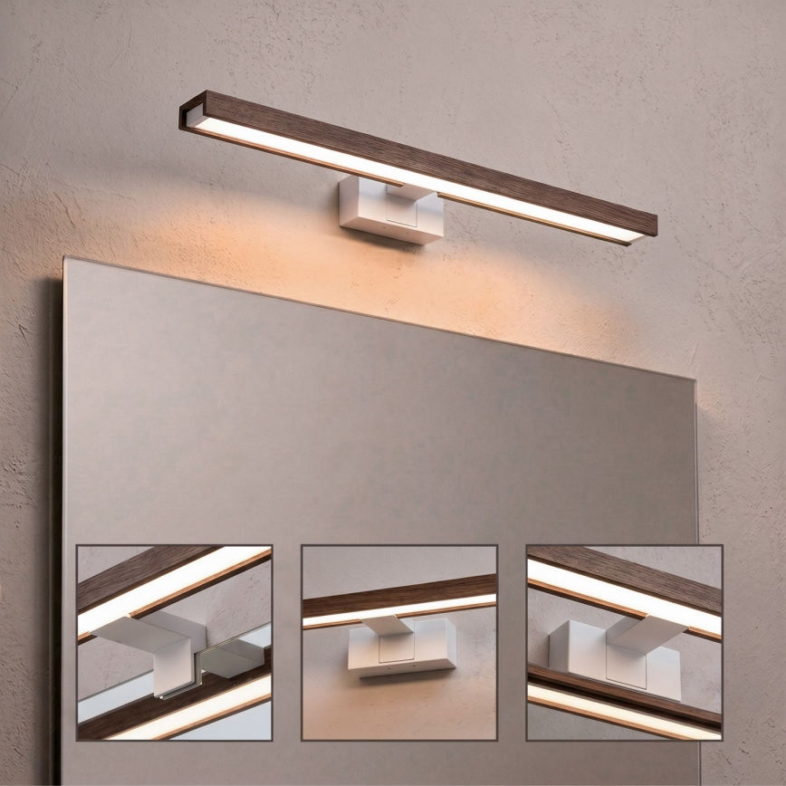 Brilagi - LED kupaonsko osvjetljenje za ogledalo 3u1 WOODY MIRROR 3u1 LED/12W/230V 60 cm IP44 bijela/hrast/orah