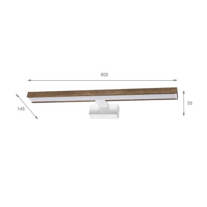 Brilagi - LED kupaonsko osvjetljenje za ogledalo 3u1 WOODY MIRROR 3u1 LED/12W/230V 60 cm IP44 bijela/hrast/orah