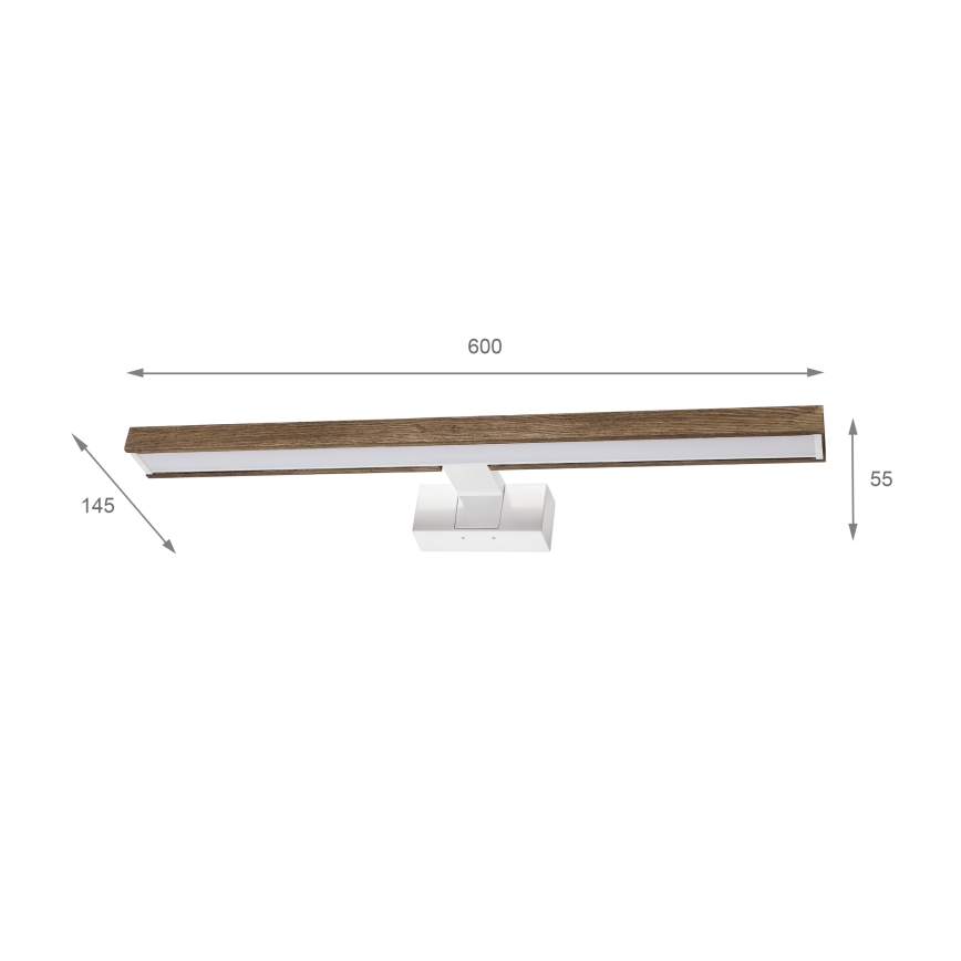 Brilagi - LED kupaonsko osvjetljenje za ogledalo 3u1 WOODY MIRROR 3u1 LED/12W/230V 60 cm IP44 bijela/hrast/orah