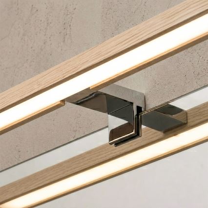 Brilagi - LED rasvjeta za kupaonsko ogledalo 3u1 WOODY MIRROR LED/12W/230V 60 cm IP44 sjajni krom/hrast