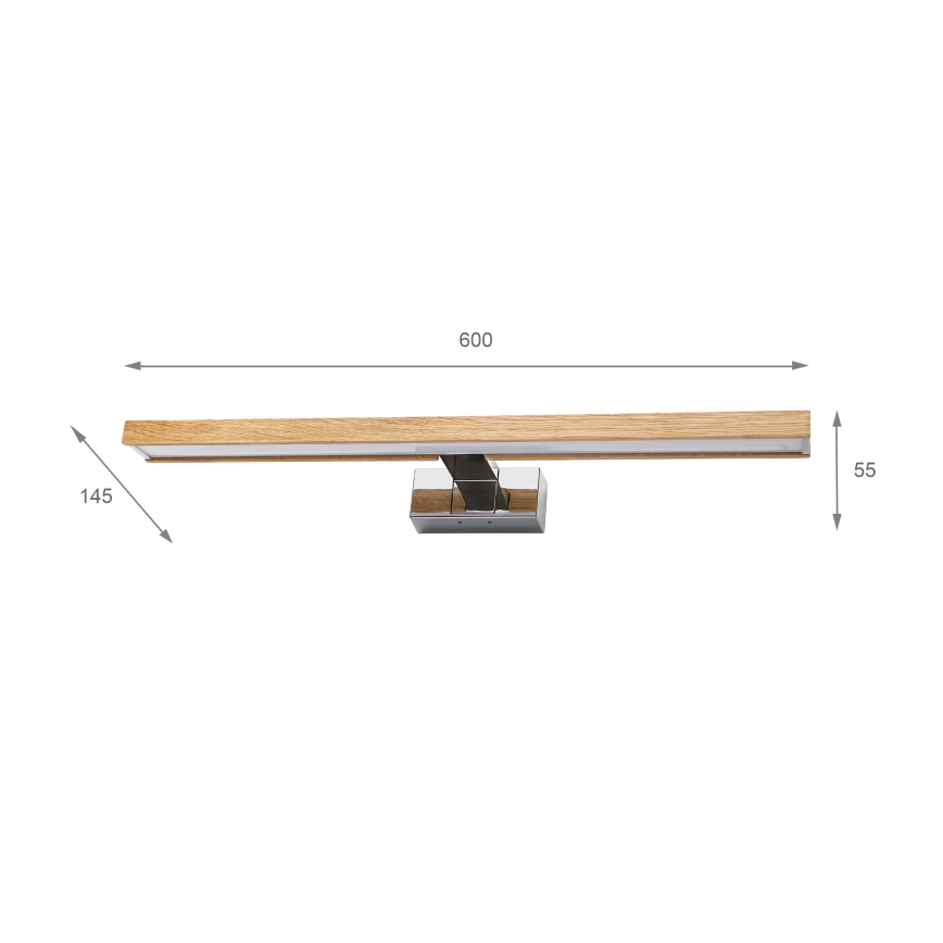 Brilagi - LED rasvjeta za kupaonsko ogledalo 3u1 WOODY MIRROR LED/12W/230V 60 cm IP44 sjajni krom/hrast