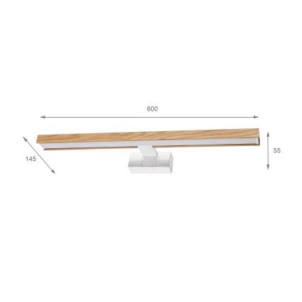 Brilagi - LED rasvjeta za kupaonsko ogledalo 3u1 WOODY MIRROR LED/12W/230V 60 cm IP44 bijela/hrast