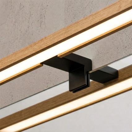Brilagi - LED kupaonsko osvjetljenje za ogledalo 3 u 1 WOODY MIRROR LED/12W/230V 60 cm IP44 crna/hrast