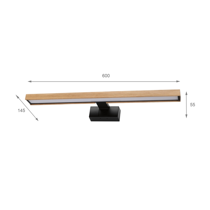 Brilagi - LED kupaonsko osvjetljenje za ogledalo 3 u 1 WOODY MIRROR LED/12W/230V 60 cm IP44 crna/hrast
