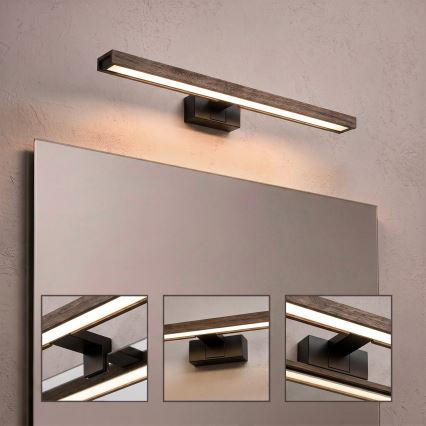 Brilagi - LED osvjetljenje za kupaonsko ogledalo 3 u 1 WOODY MIRROR LED/12W/230V IP44 crna/hrast-orah