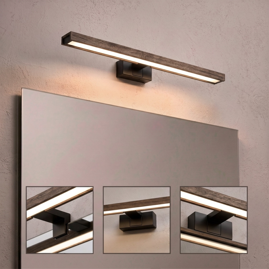 Brilagi - LED osvjetljenje za kupaonsko ogledalo 3 u 1 WOODY MIRROR LED/12W/230V IP44 crna/hrast-orah