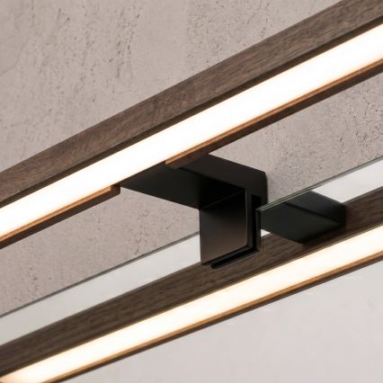 Brilagi - LED osvjetljenje za kupaonsko ogledalo 3 u 1 WOODY MIRROR LED/12W/230V IP44 crna/hrast-orah