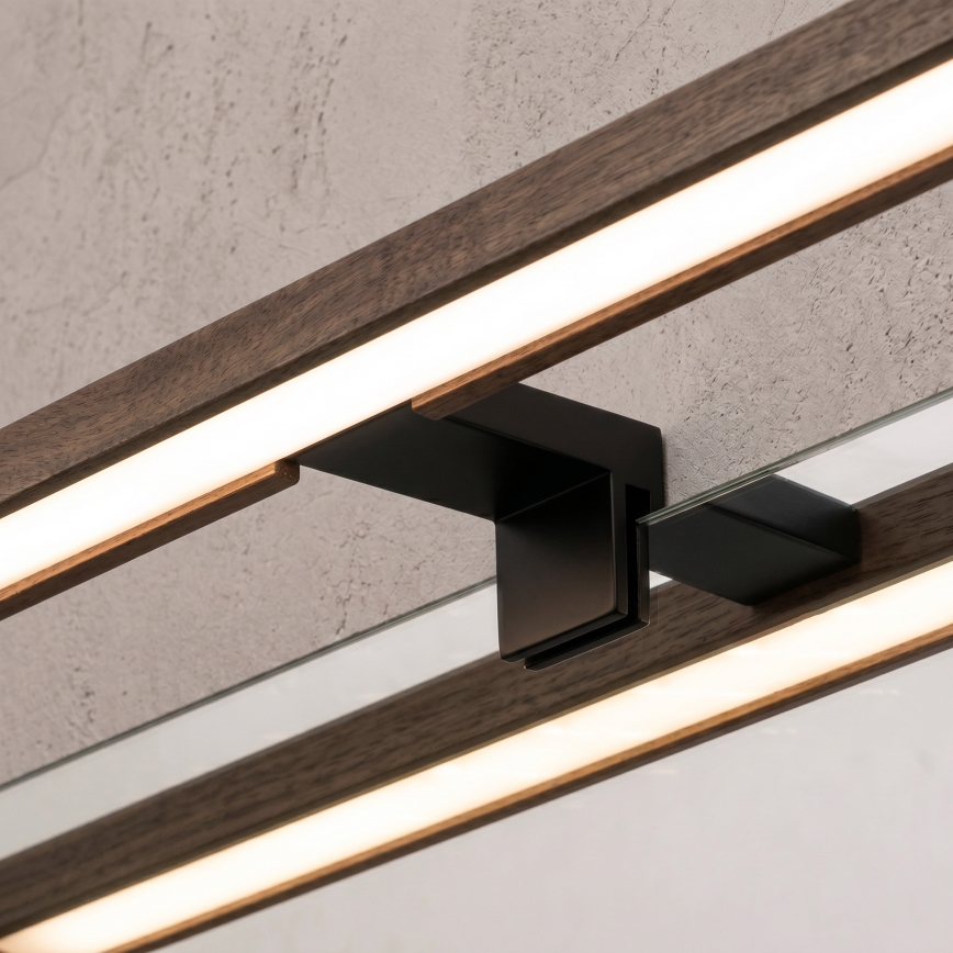 Brilagi - LED osvjetljenje za kupaonsko ogledalo 3 u 1 WOODY MIRROR LED/12W/230V IP44 crna/hrast-orah