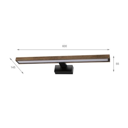 Brilagi - LED osvjetljenje za kupaonsko ogledalo 3 u 1 WOODY MIRROR LED/12W/230V IP44 crna/hrast-orah