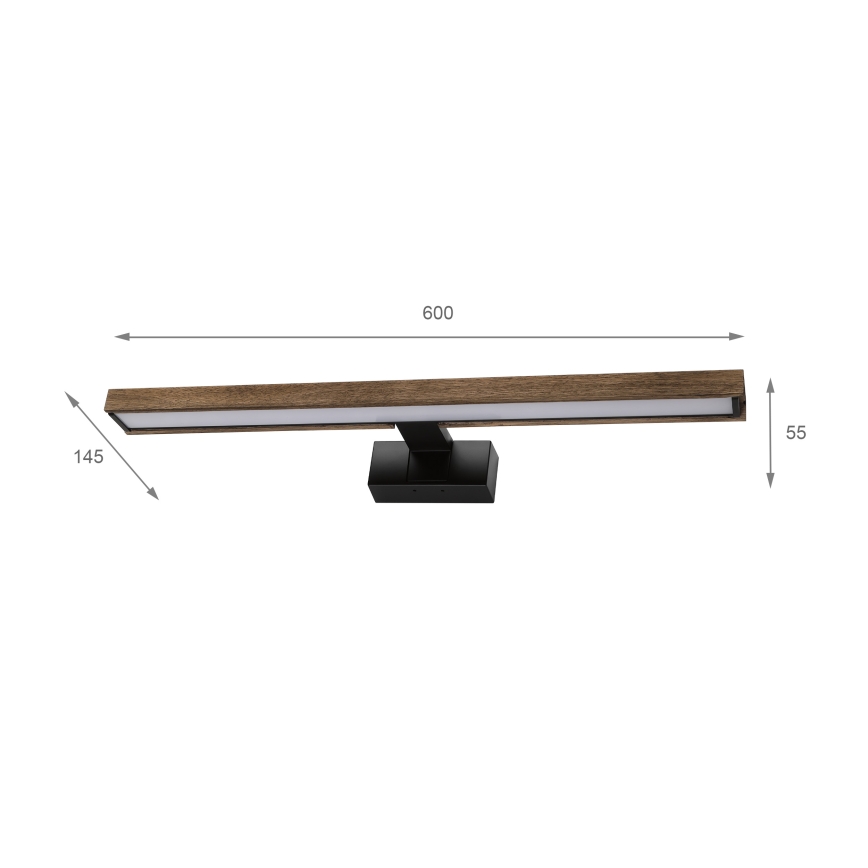 Brilagi - LED osvjetljenje za kupaonsko ogledalo 3 u 1 WOODY MIRROR LED/12W/230V IP44 crna/hrast-orah