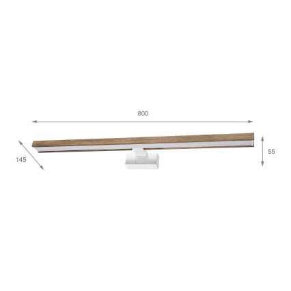 Brilagi - LED kupaonsko osvjetljenje za ogledalo 3u1 WOODY MIRROR LED/15W/230V 80 cm IP44 bijela/hrast/orah