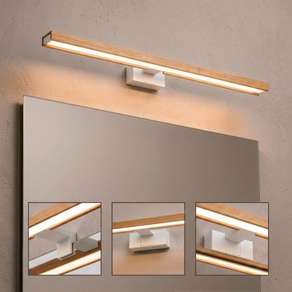 Brilagi - LED osvjetljenje za kupaonsko ogledalo 3u1 WOODY MIRROR LED/15W/230V 80 cm IP44 bijela/hrast