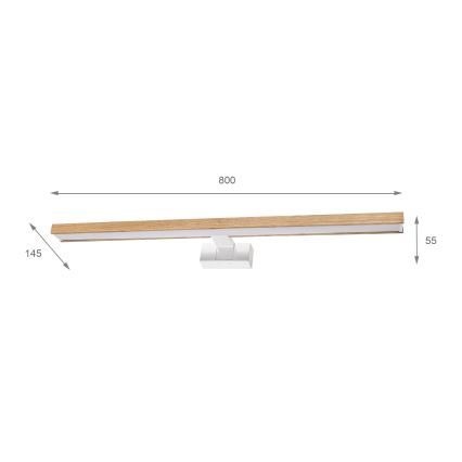 Brilagi - LED osvjetljenje za kupaonsko ogledalo 3u1 WOODY MIRROR LED/15W/230V 80 cm IP44 bijela/hrast
