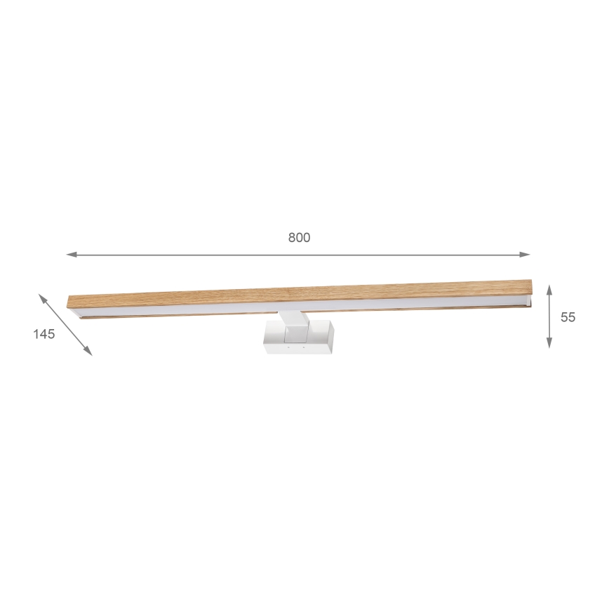 Brilagi - LED osvjetljenje za kupaonsko ogledalo 3u1 WOODY MIRROR LED/15W/230V 80 cm IP44 bijela/hrast
