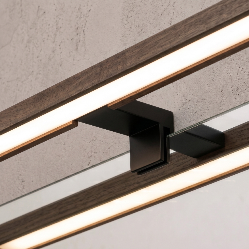 BRILAGI - LED osvjetljenje za kupaonsko ogledalo 3u1 WOODY MIRROR LED/15W/230V 80 cm IP44 crna/hrast orah