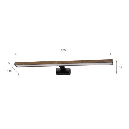 BRILAGI - LED osvjetljenje za kupaonsko ogledalo 3u1 WOODY MIRROR LED/15W/230V 80 cm IP44 crna/hrast orah