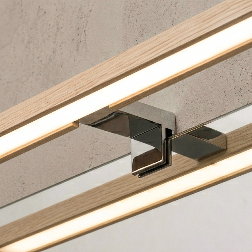 Brilagi - LED rasvjeta za kupaonsko ogledalo 3u1 WOODY MIRROR LED/8W/230V 40 cm IP44 sjajni krom/hrast