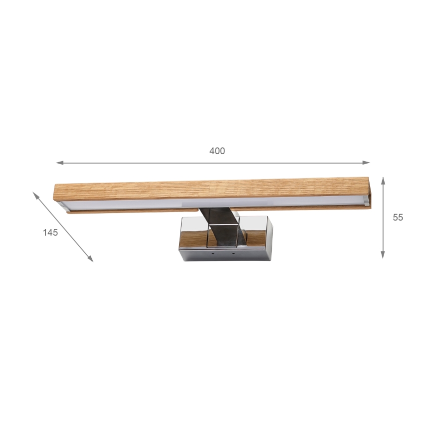 Brilagi - LED rasvjeta za kupaonsko ogledalo 3u1 WOODY MIRROR LED/8W/230V 40 cm IP44 sjajni krom/hrast