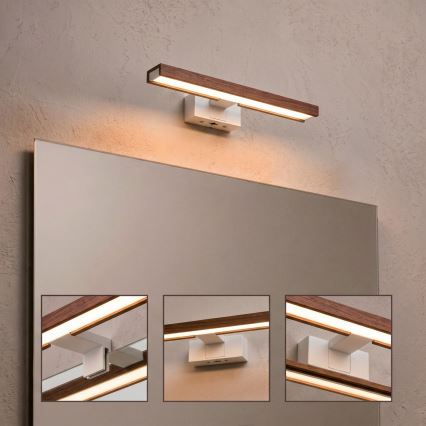Brilagi - LED kupaonsko osvjetljenje za ogledalo 3u1 WOODY MIRROR LED/8W/230V 40 cm IP44 bijela/hrast trešnja