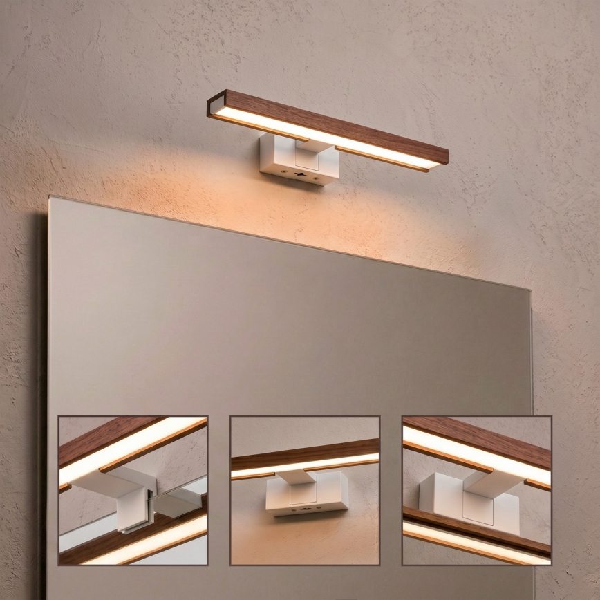 Brilagi - LED kupaonsko osvjetljenje za ogledalo 3u1 WOODY MIRROR LED/8W/230V 40 cm IP44 bijela/hrast trešnja