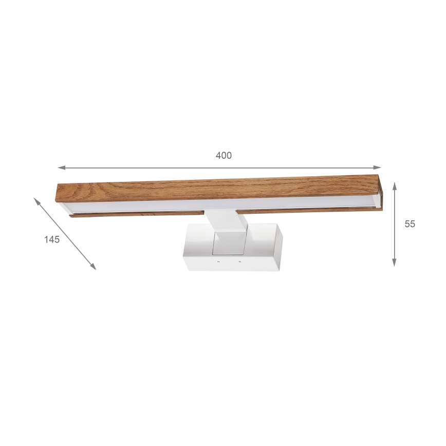 Brilagi - LED kupaonsko osvjetljenje za ogledalo 3u1 WOODY MIRROR LED/8W/230V 40 cm IP44 bijela/hrast trešnja