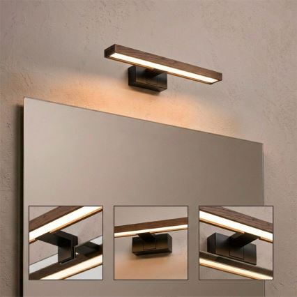 Brilagi - LED kupaonsko osvjetljenje za ogledalo 3 u 1 WOODY MIRROR LED/8W/230V 40 cm IP44 crna/hrast-orah