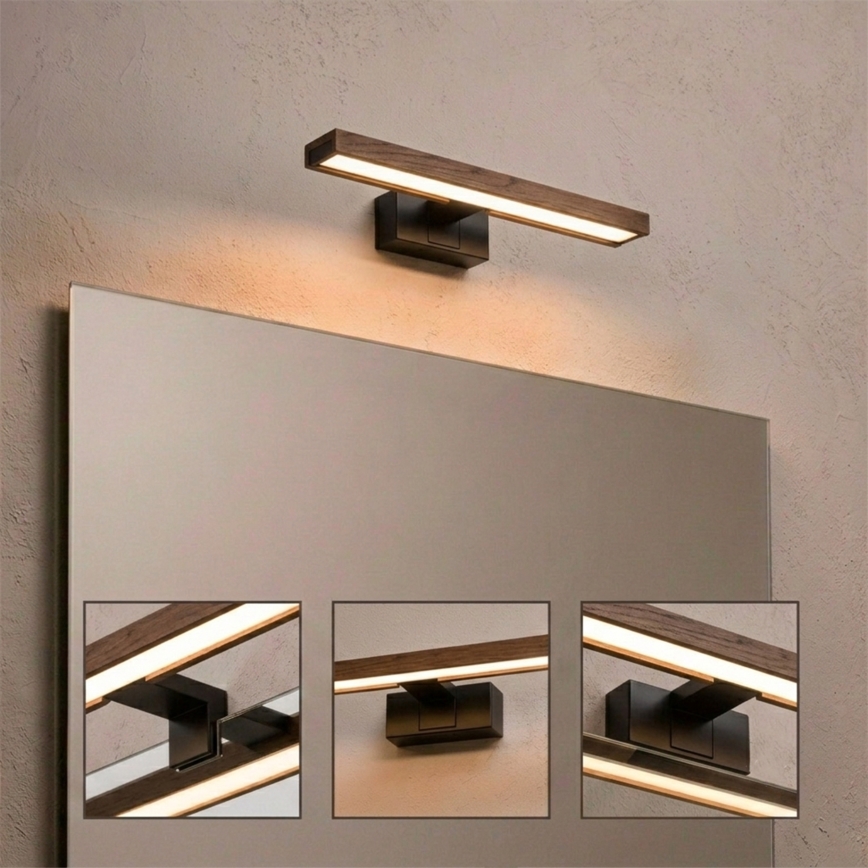 Brilagi - LED kupaonsko osvjetljenje za ogledalo 3 u 1 WOODY MIRROR LED/8W/230V 40 cm IP44 crna/hrast-orah