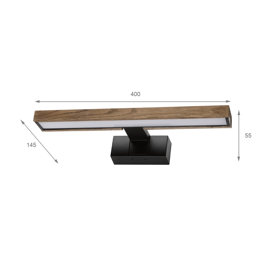 Brilagi - LED kupaonsko osvjetljenje za ogledalo 3 u 1 WOODY MIRROR LED/8W/230V 40 cm IP44 crna/hrast-orah