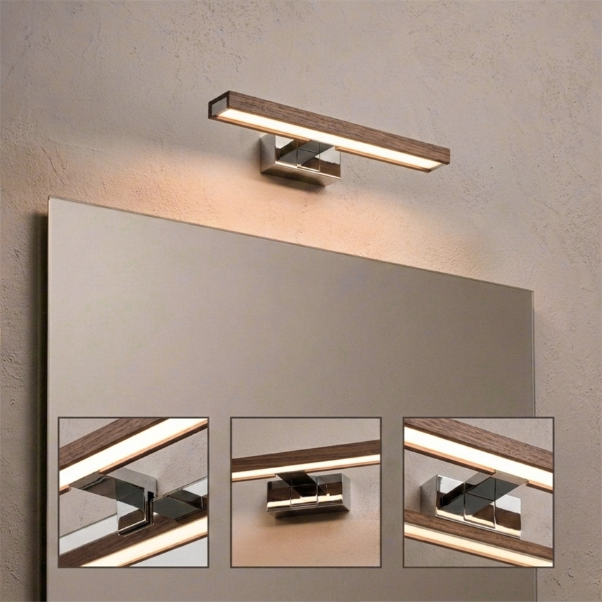 Brilagi - LED kupaonsko osvjetljenje za ogledalo 3u1 WOODY MIRROR LED/8W/230V 40 cm IP44 sjajni krom/hrast orah