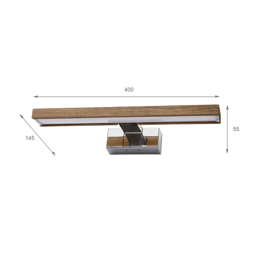 Brilagi - LED kupaonsko osvjetljenje za ogledalo 3u1 WOODY MIRROR LED/8W/230V 40 cm IP44 sjajni krom/hrast orah