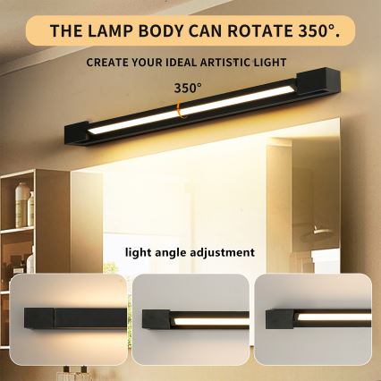 Brilagi - LED kupaonska rasvjeta za ogledalo AQUA LINE LED/18W/230V 60 cm IP44 crna CRI 90