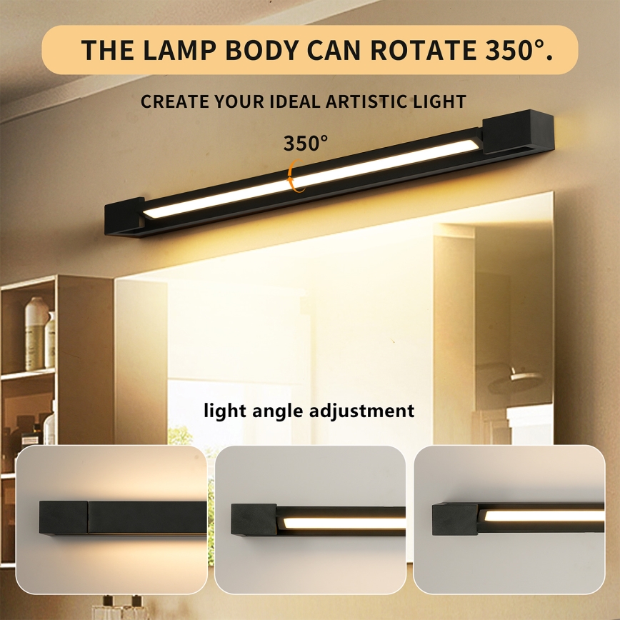 Brilagi - LED kupaonska rasvjeta za ogledalo AQUA LINE LED/18W/230V 60 cm IP44 crna CRI 90