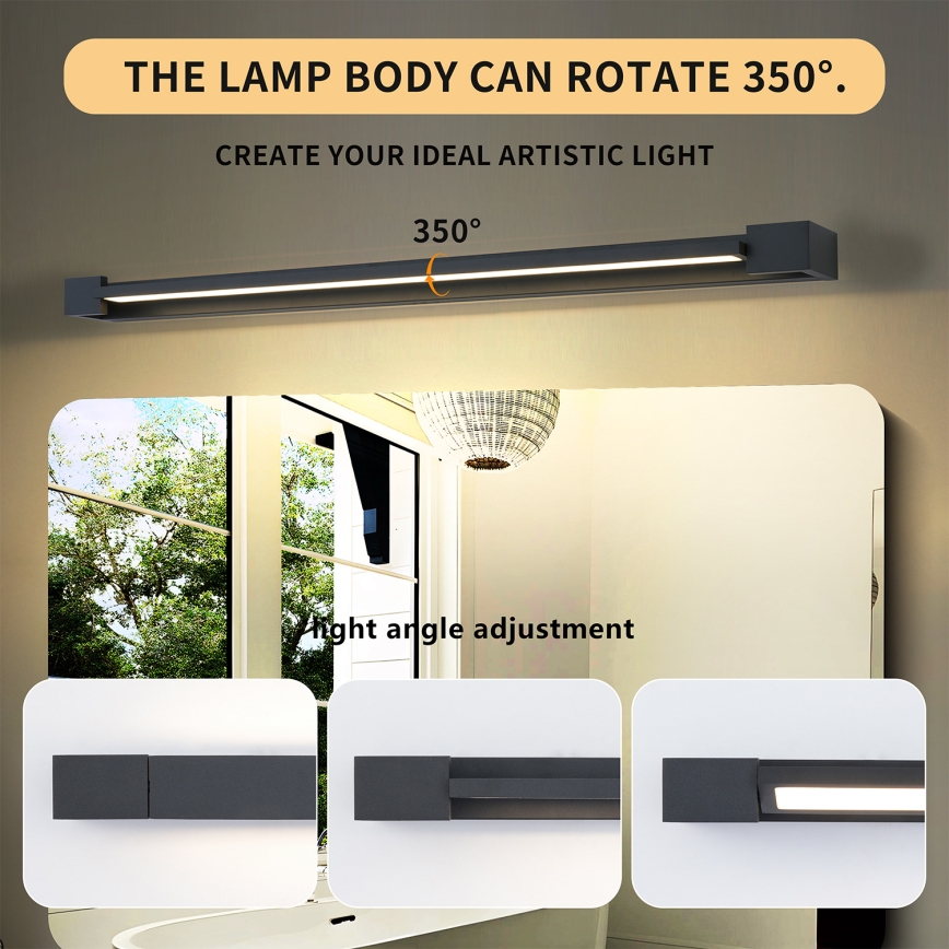 Brilagi - LED kupaonsko osvjetljenje za ogledalo AQUA LINE LED/24W/230V 90 cm IP44 crno CRI 90