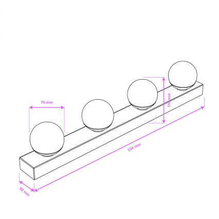 Brilagi - LED rasvjeta za kupaonsko ogledalo HOLLYWOOD 4xLED/3W/230V 53 cm IP44 crna