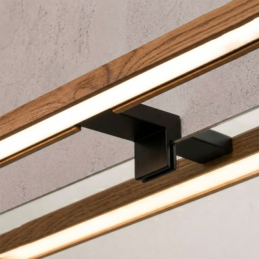 Brilagi - LED kupaonsko osvjetljenje za ogledalo WOODY MIRROR 3u1 LED/8W/230V 40 cm IP44 crna/hrast