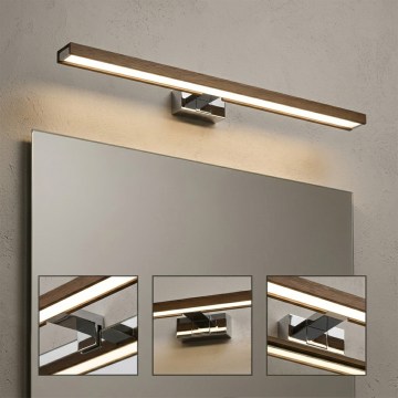 BRILAGI - LED kupaonsko osvjetljenje za ogledalo WOODY MIRROR 3v1 LED/15W/230V 80 cm IP44 sjajni krom/hrast orah