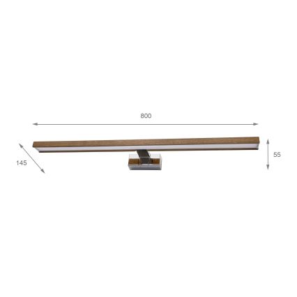 BRILAGI - LED kupaonsko osvjetljenje za ogledalo WOODY MIRROR 3v1 LED/15W/230V 80 cm IP44 sjajni krom/hrast orah