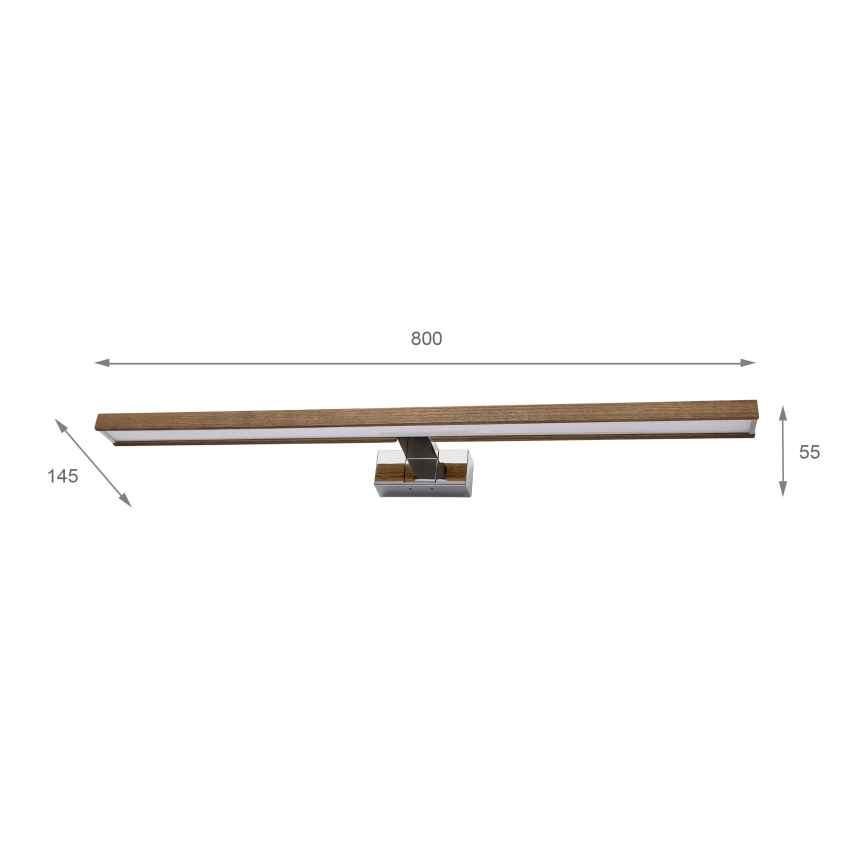 BRILAGI - LED kupaonsko osvjetljenje za ogledalo WOODY MIRROR 3v1 LED/15W/230V 80 cm IP44 sjajni krom/hrast orah
