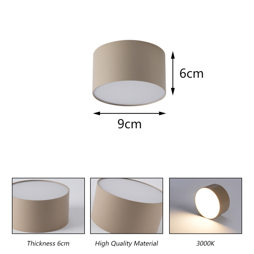 Brilagi - LED stropno svjetlo za kupaonicu FORIS LED/9W/230V, promjer 9 cm, bež, IP44, CRI 90