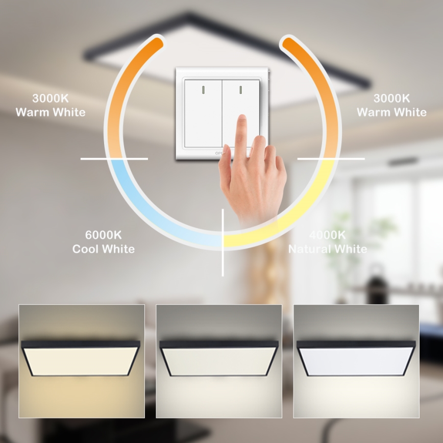 Brilagi - LED stropna svjetiljka za kupaonicu FRAME LED/96W/230V 120x60 cm 3000/4000/6000K IP44 crna