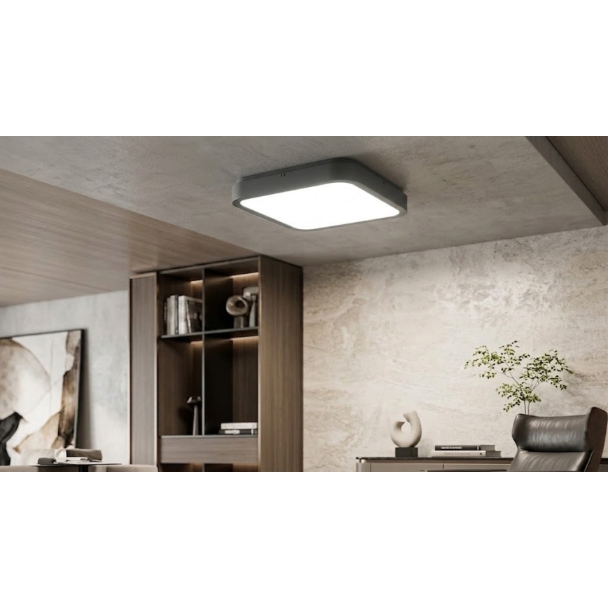 BRILAGI - LED stropno svjetlo za kupaonicu s senzorom ZENNA LED/18W/230V 28,5x28,5 cm IP44 antracit + daljinski upravljač