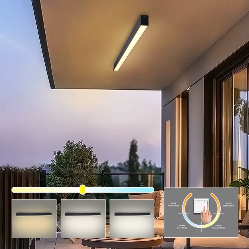 Brilagi - LED kupaonsko stropno svjetlo SLEEKLINE LED/40W/230V 3000/4500/6000K crna IP44