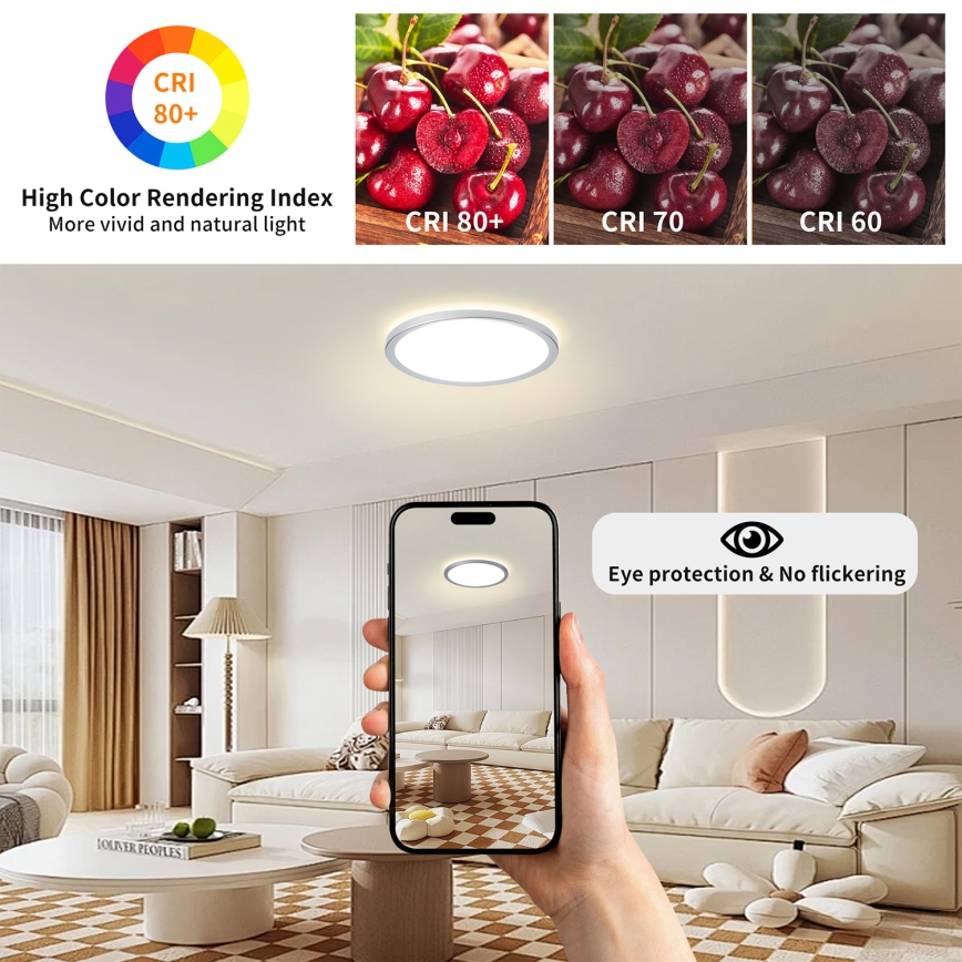 Brilagi - LED stropno svjetlo za kupaonicu ULTRA SLIM LED/12W/230V Ø 22,5 cm, srebrno, IP54
