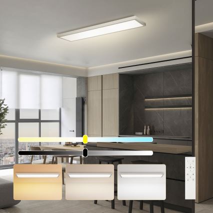Brilagi - LED stropno svjetlo za kupaonicu s prigušivanjem FRAME SMART LED/50W/230V 120x30 cm 3000-6000K IP44 srebrna + daljinski upravljač