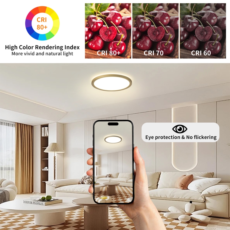 Brilagi - LED stropno svjetlo za kupaonicu ULTRA SLIM LED/12W/230V Ø 22,5 cm zlatna IP54