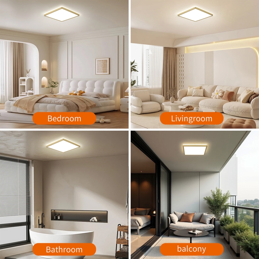 Brilagi - LED kupaonsko svjetlo ULTRA SLIM LED/24W/230V 42x42 cm zlatno IP54